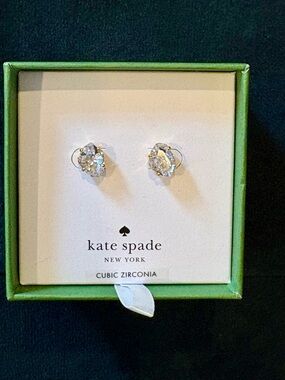 kate spade Clear Crystal Gold-Tone Stud Earrings NWT